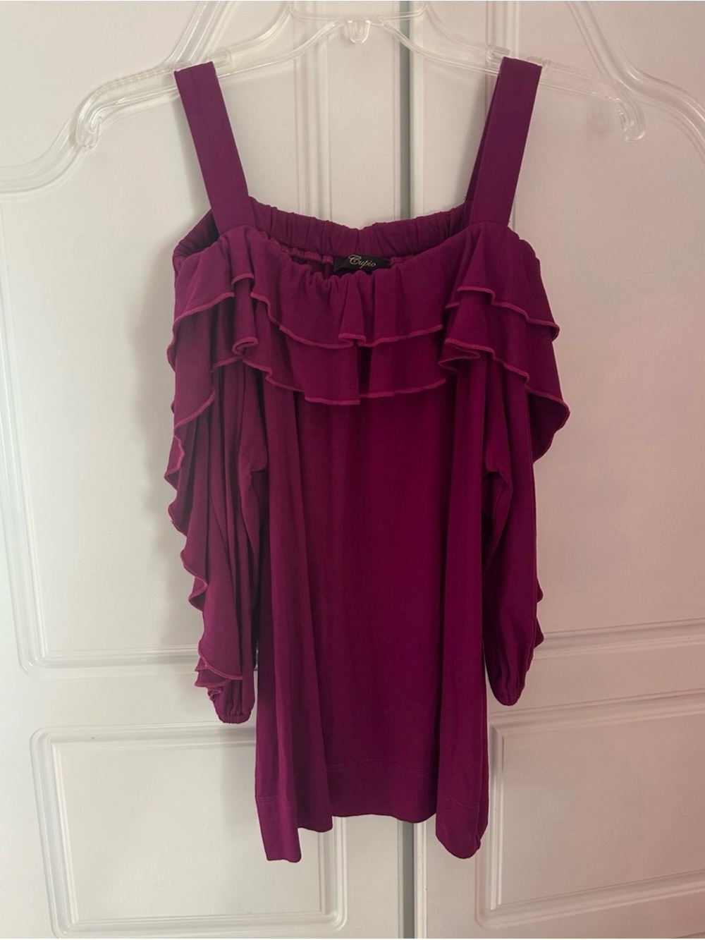 Cupio Magenta Ruffle Off-Shoulder Top – Size XS – NWOT